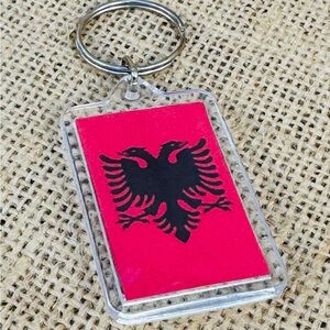 Albanian Eagle Flag Keychain Double Sided Albania Pride Accessory
